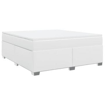 Vidaxl Box spring postelja z vzmetnico bela 180x200 cm umetno usnje