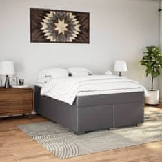 Vidaxl Box spring postelja z vzmetnico siva 140x200 cm umetno usnje