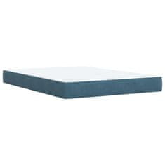 Vidaxl Box spring postelja z vzmetnico modra 140x200 cm žamet