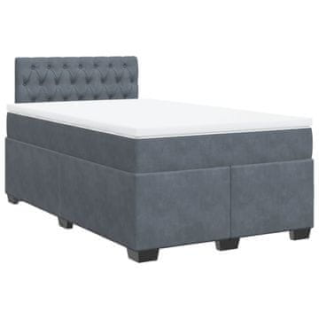 Vidaxl Box spring postelja z vzmetnico temno siv 120x190 cm žamet