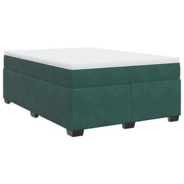 Vidaxl Box spring postelja z vzmetnico temno zelena 140x200 cm žamet