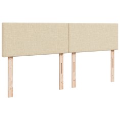 Vidaxl Box spring postelja z vzmetnico krem 200x200 cm blago