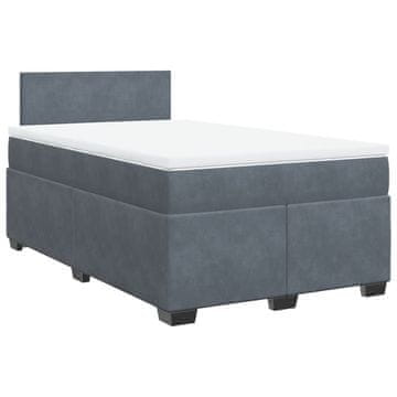 Vidaxl Box spring postelja z vzmetnico temno siva 120x200 cm žamet