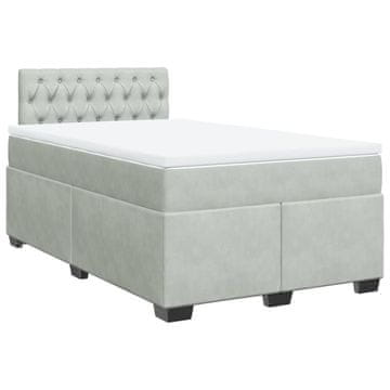 Vidaxl Box spring postelja z vzmetnico svetlo siva 120x200 cm žamet