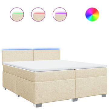 Vidaxl Box spring postelja z vzmetnico krem 200x200 cm blago