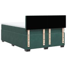 Vidaxl Box spring postelja z vzmetnico temno zelena 160x200 cm žamet
