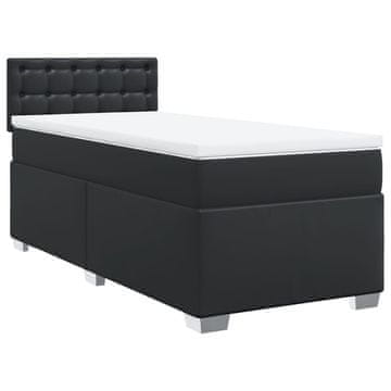 Vidaxl Box spring postelja z vzmetnico črna 90x190 cm umetno usnje