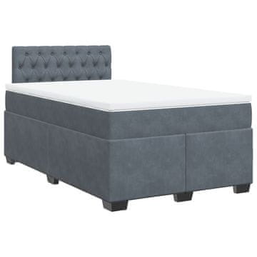 Vidaxl Box spring postelja z vzmetnico temno siva 120x200 cm žamet