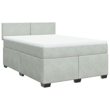Vidaxl Box spring postelja z vzmetnico svetlo siv 140x190 cm žamet
