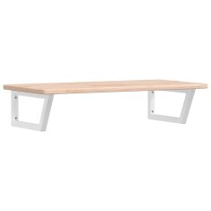 Vidaxl Stenska polica za umivalnik jeklo in trdna hrastovina