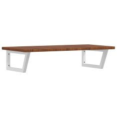 Vidaxl Stenska polica za umivalnik jeklo in trdna hrastovina