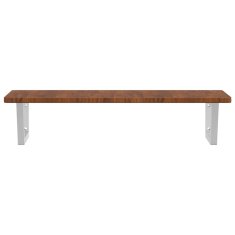 Vidaxl Stenska polica za umivalnik jeklo in trdna hrastovina