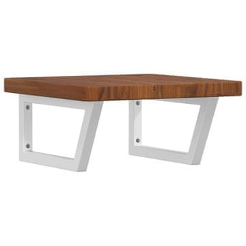 Vidaxl Stenska polica za umivalnik jeklo in trdna hrastovina