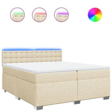Vidaxl Box spring postelja z vzmetnico krem 200x200 cm blago