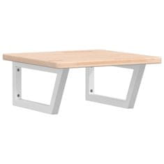 Vidaxl Stenska polica za umivalnik jeklo in trdna hrastovina