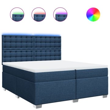 Vidaxl Box spring postelja z vzmetnico modra 200x200 cm blago