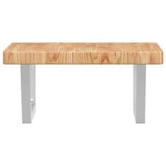 Vidaxl Stenska polica za umivalnik jeklo in trdna hrastovina