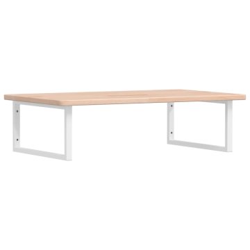 Vidaxl Stenska polica za umivalnik jeklo in trdna hrastovina