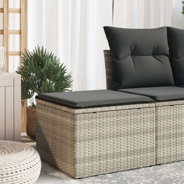 Vidaxl vidaXL Vrtni stolček z blazino svetlo siv 55x55x37 cm poli ratan