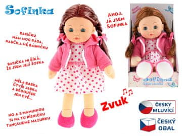 Lutka Sofinka rjava deklica 31 cm mrko mehko telo na baterije češko govoreča