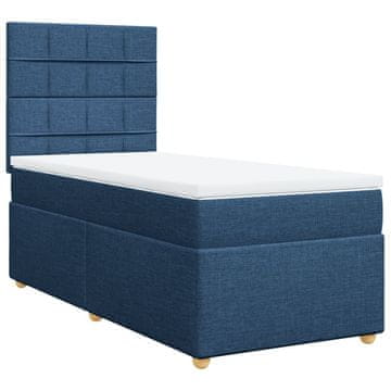 Vidaxl Box spring postelja z vzmetnico modra 80x200 cm blago