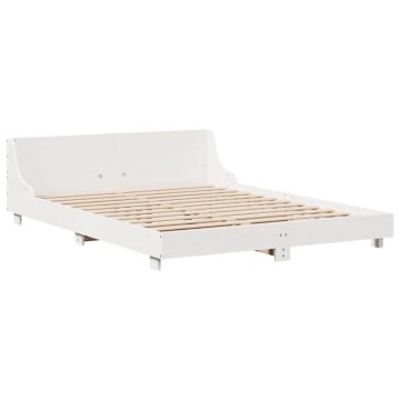 Vidaxl Posteljni okvir brez vzmetnice bel 140x190 cm trdna borovina