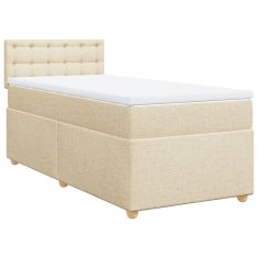 Vidaxl Box spring postelja z vzmetnico krem 90x190 cm blago