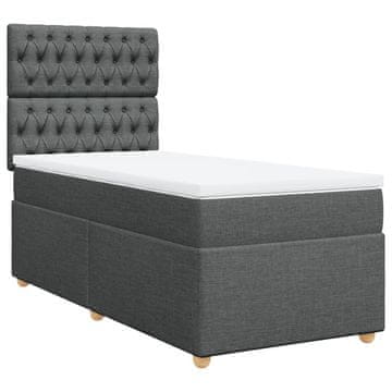 Vidaxl Box spring postelja z vzmetnico temno siva 90x200 cm blago