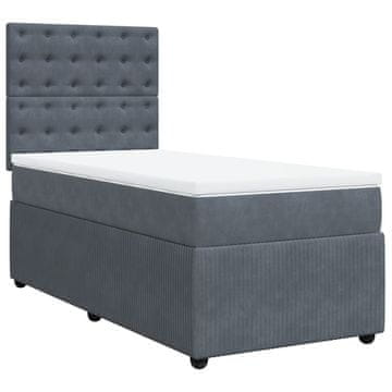 Vidaxl Box spring postelja z vzmetnico temno siva 100x200 cm žamet