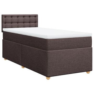 Vidaxl Box spring postelja z vzmetnico temno rjav 90x190 cm blago