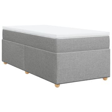 Vidaxl Box spring postelja z vzmetnico svetlo siva 90x200 cm blago