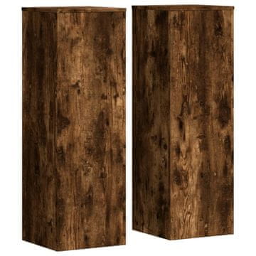 Vidaxl Stojalo za rastline 2 kosa dimljeni hrast 33x33x100 cm inž. les