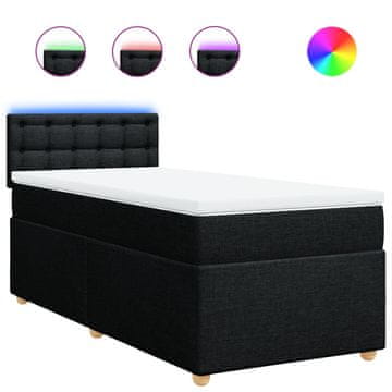 Vidaxl Box spring postelja z vzmetnico črn 90x190 cm blago