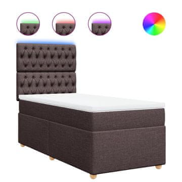 Vidaxl Box spring postelja z vzmetnico temno rjava 80x200 cm blago