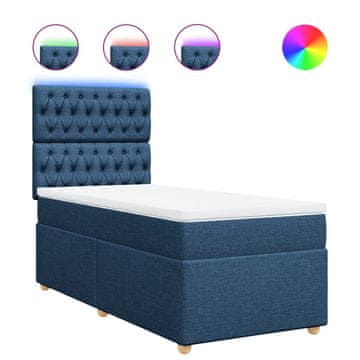 Vidaxl Box spring postelja z vzmetnico modra 80x200 cm blago