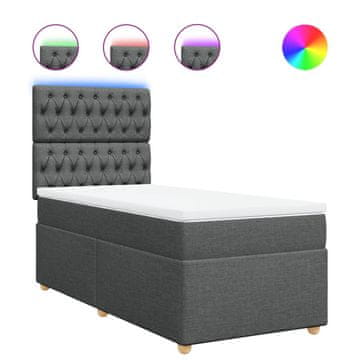 Vidaxl Box spring postelja z vzmetnico temno siva 90x190 cm blago