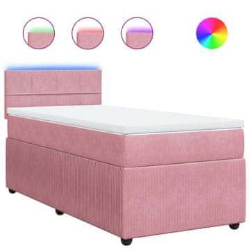 Vidaxl Box spring postelja z vzmetnico roza 80x200 cm žamet