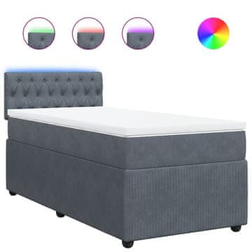 Vidaxl Box spring postelja z vzmetnico temno siva 80x200 cm žamet