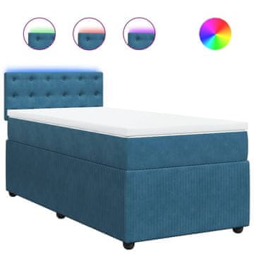 Vidaxl Box spring postelja z vzmetnico modra 80x200 cm žamet