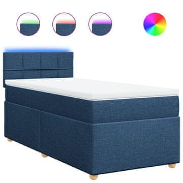 Vidaxl Box spring postelja z vzmetnico modra 90x190 cm blago
