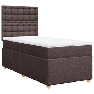 Vidaxl Box spring postelja z vzmetnico temno rjava 80x200 cm blago