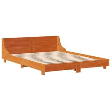 Vidaxl Posteljni okvir brez vzmetnice vošč. rjav 150x200 cm borovina
