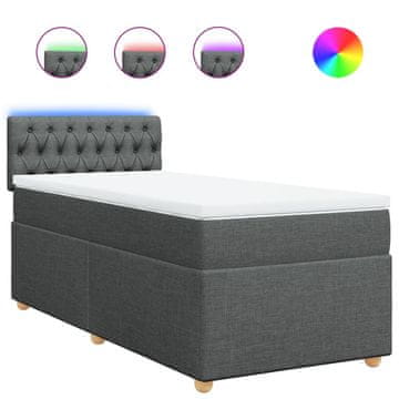 Vidaxl Box spring postelja z vzmetnico temno siva 90x190 cm blago