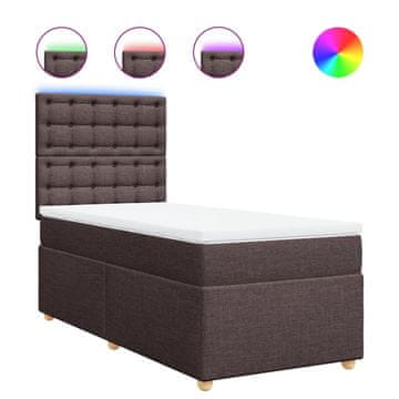 Vidaxl Box spring postelja z vzmetnico temno rjava 80x200 cm blago