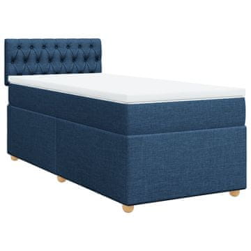 Vidaxl Box spring postelja z vzmetnico modra 80x200 cm blago