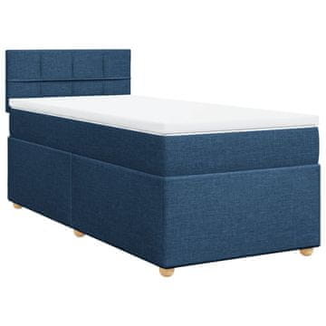 Vidaxl Box spring postelja z vzmetnico modra 100x200 cm blago