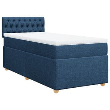 Vidaxl Box spring postelja z vzmetnico modra 90x190 cm blago