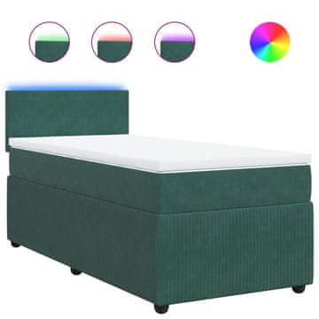 Vidaxl Box spring postelja z vzmetnico temno zelena 80x200 cm žamet