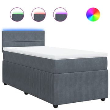Vidaxl Box spring postelja z vzmetnico temno siva 80x200 cm žamet