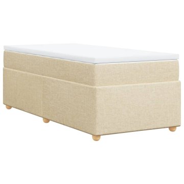 Vidaxl Box spring postelja z vzmetnico krem 90x190 cm blago